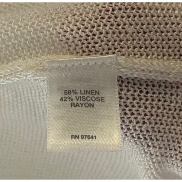 J Jill White Open Front Split Hem Linen Blend Knit Cardigan Size Medium Petite - Picture 6 of 9